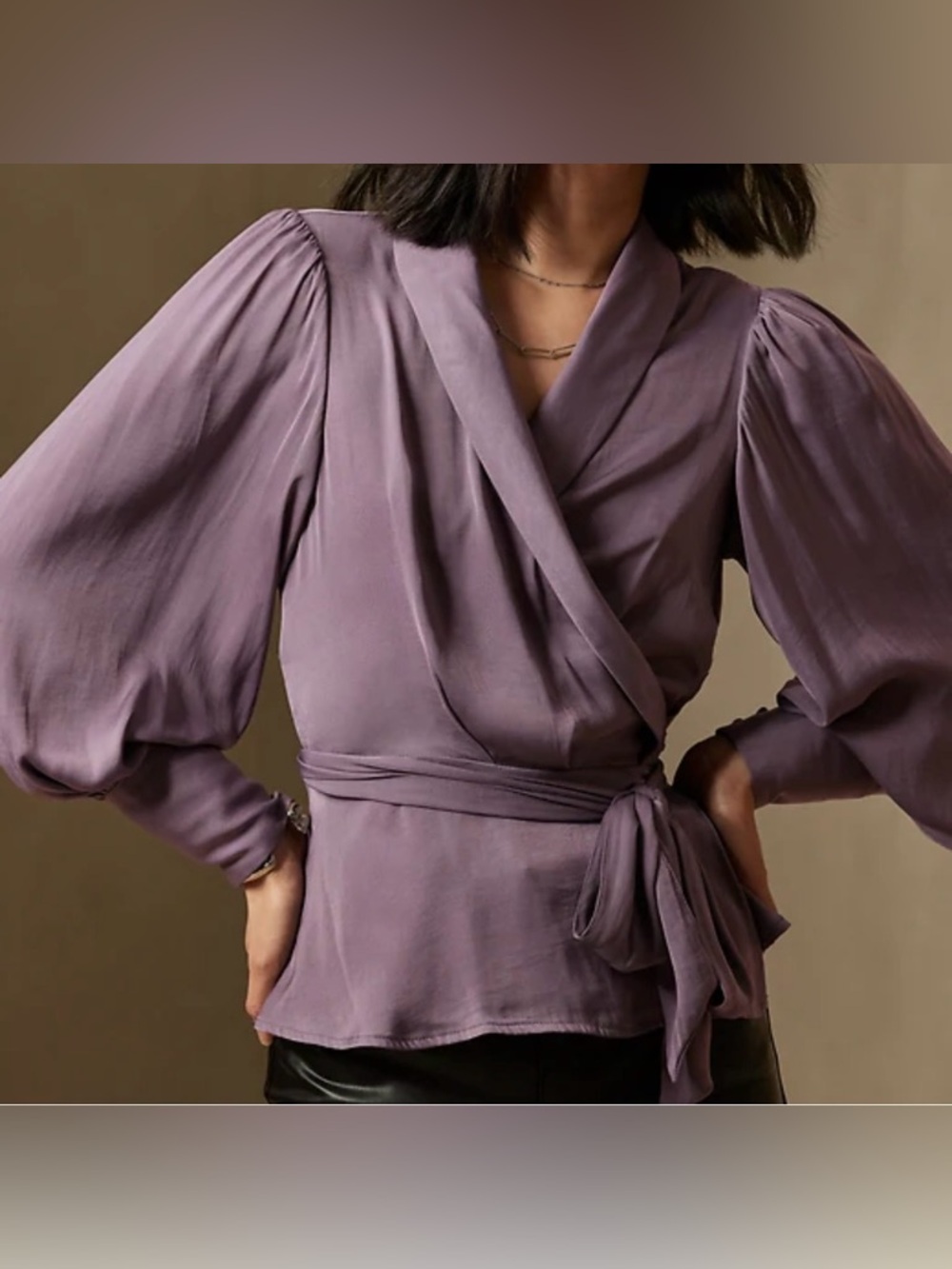 Satin Tie-Wrap Blouse (Size S)